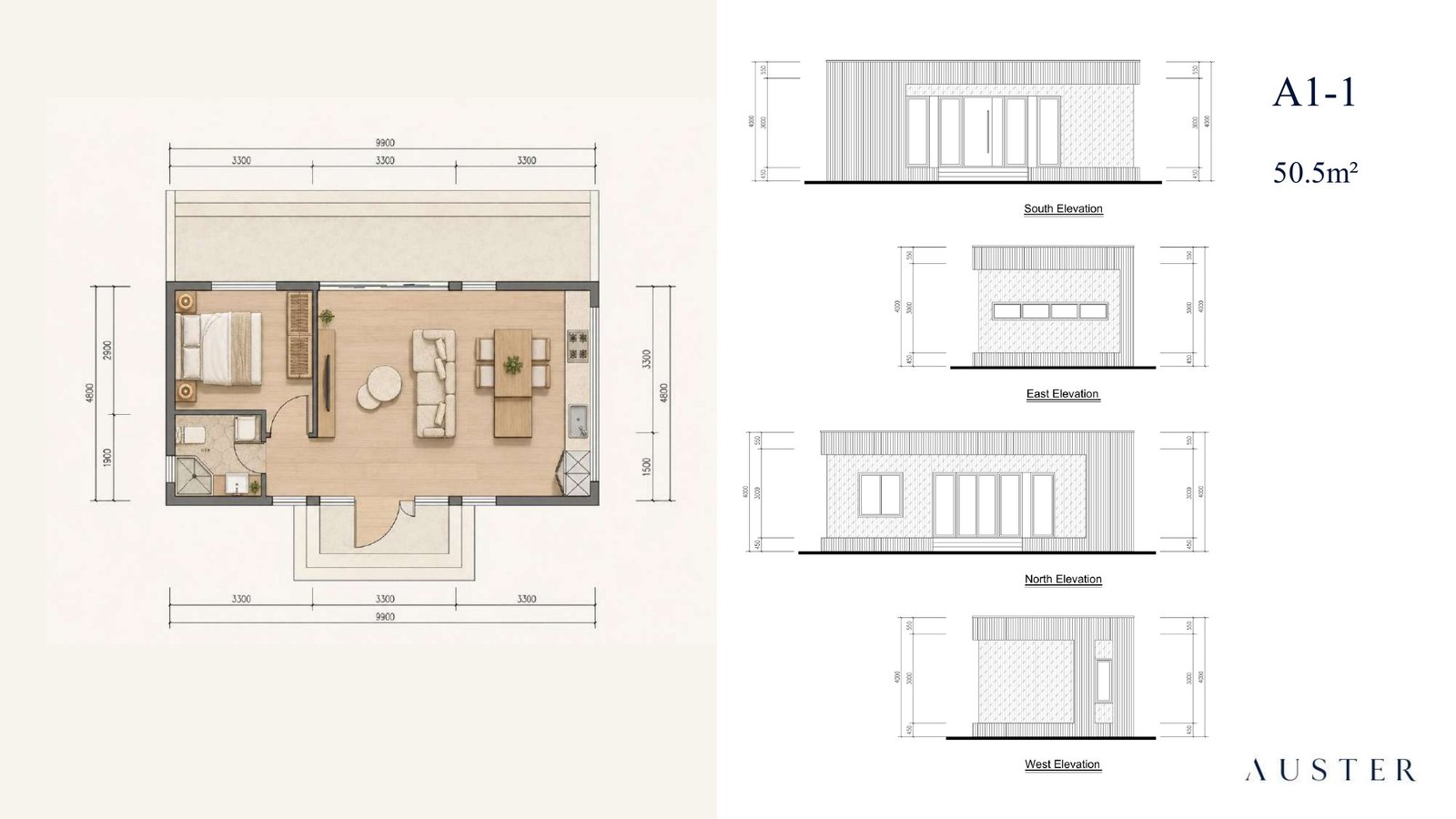 A1 — Línea compacta — vivienda industrializada AUSTER, vista 2